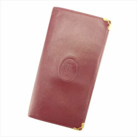 Cartier Wallet Purse Mastline Red Gold Woman unisex Authentic Used - Picture 1 of 8